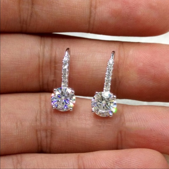 NEW 18K ROSE GOLD DIAMOND DROP EARRINGS - Picture 3 of 6